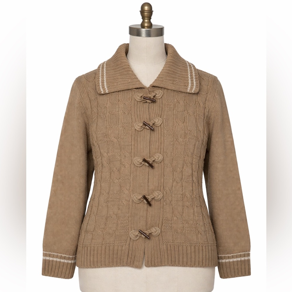 Talbots Cable Knit Sweater With Toggle Buttons Si… - image 1